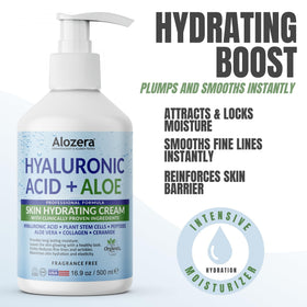Alozera Hydrating Body Lotion side view with cap