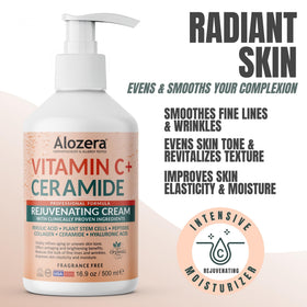 Alozera Rejuvenating Body Lotion 16.9 oz back view with ingredients