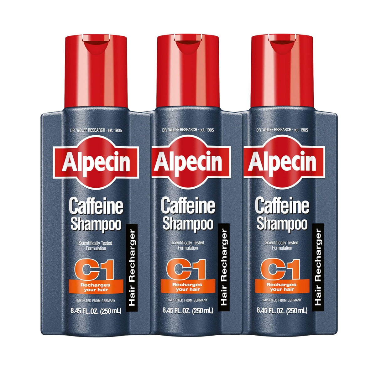 Alpecin C1 Caffeine Shampoo pack of 3 bottles front view