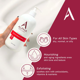 Alpha Revitalizing Body Lotion side view showing texture