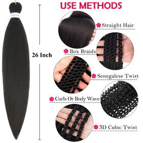 Alrence 26 Inch braiding hair with hot water setting