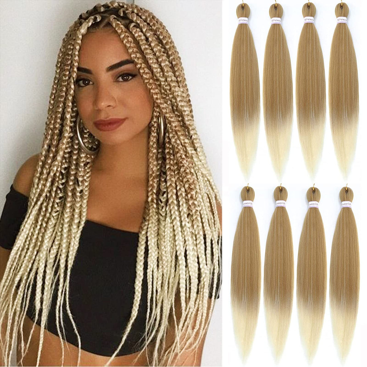 Alrence 30 Inch Pre Stretched Braiding Hair front view