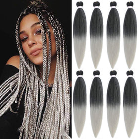 Alrence 30 inch pre-stretched braiding hair in silver colour, front view