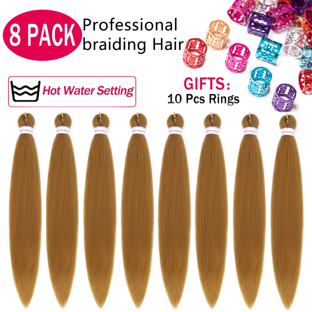 Alrence 30 Inch Pre Stretched Braiding Hair packaging and contents