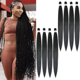 Alrence 36 Inch Braiding Hair front view with yaki texture