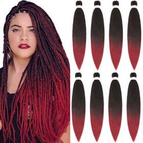 Alrence Braiding Hair 26 Inch Burgundy Red front view