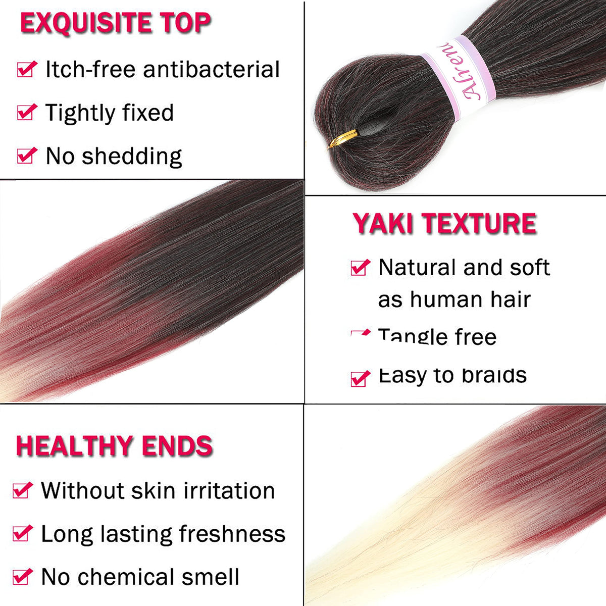 Alrence Braiding Hair 30 Inch extensions side view with packaging