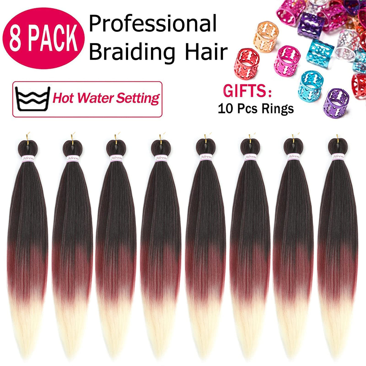 Alrence Braiding Hair 30 Inch showing ombre colour gradient