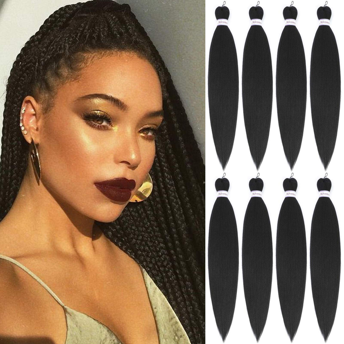 Alrence Braiding Hair 30 Inch Yaki texture front view