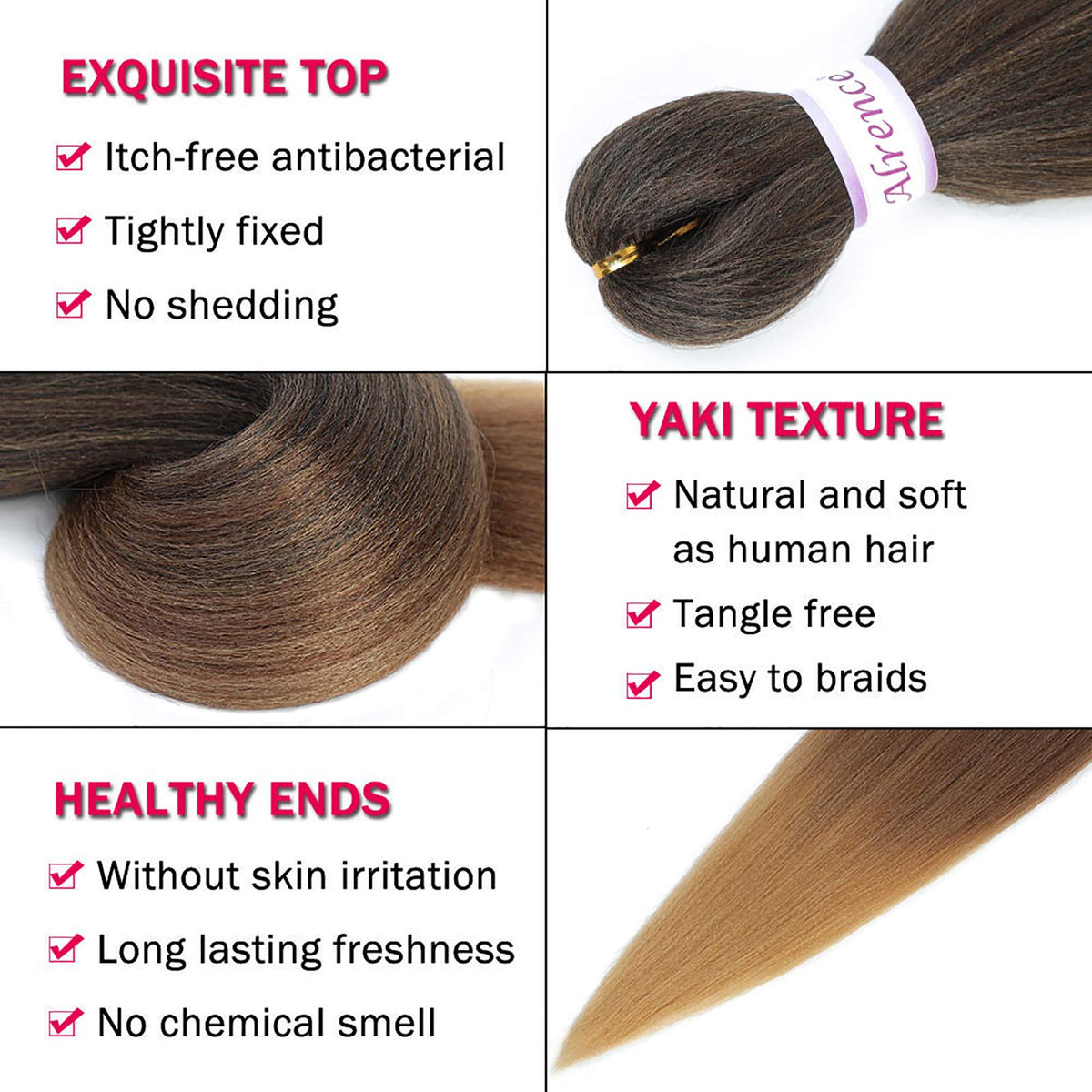 Alrence Braiding Hair 36 inch pre-stretched strands close-up
