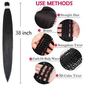 Alrence Braiding Hair 38 Inch displayed with styling tools