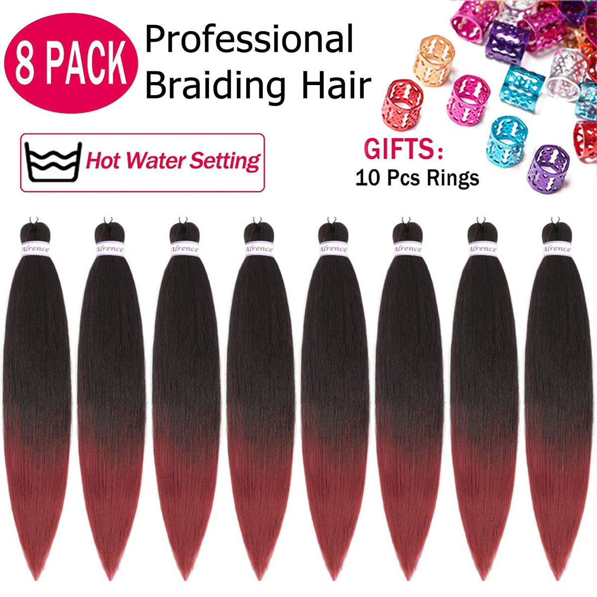 Alrence Braiding Hair 8 Packs packaging