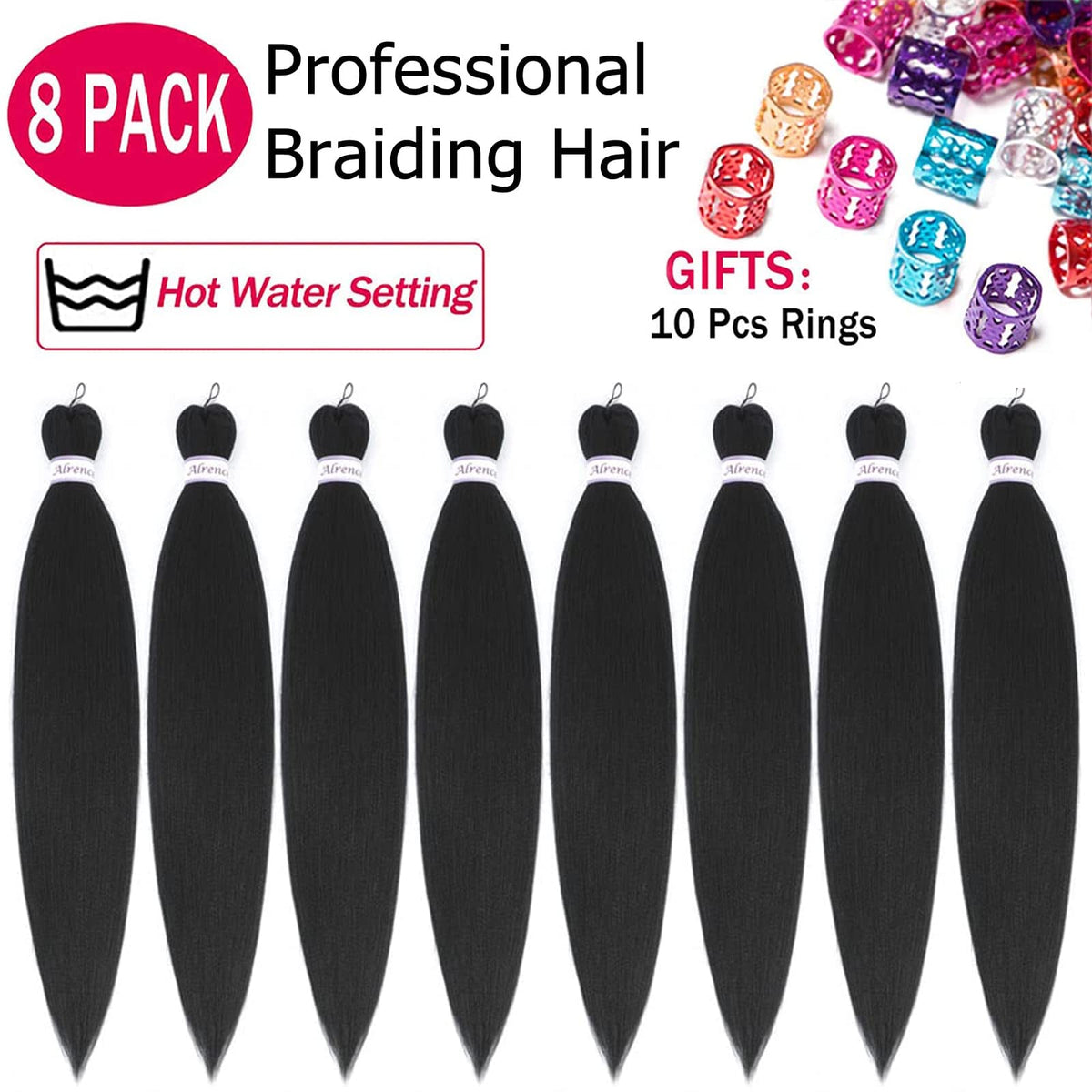 Alrence Braiding Hair 8 packs with packaging