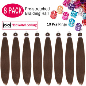 Alrence braiding hair 8 packs with rings
