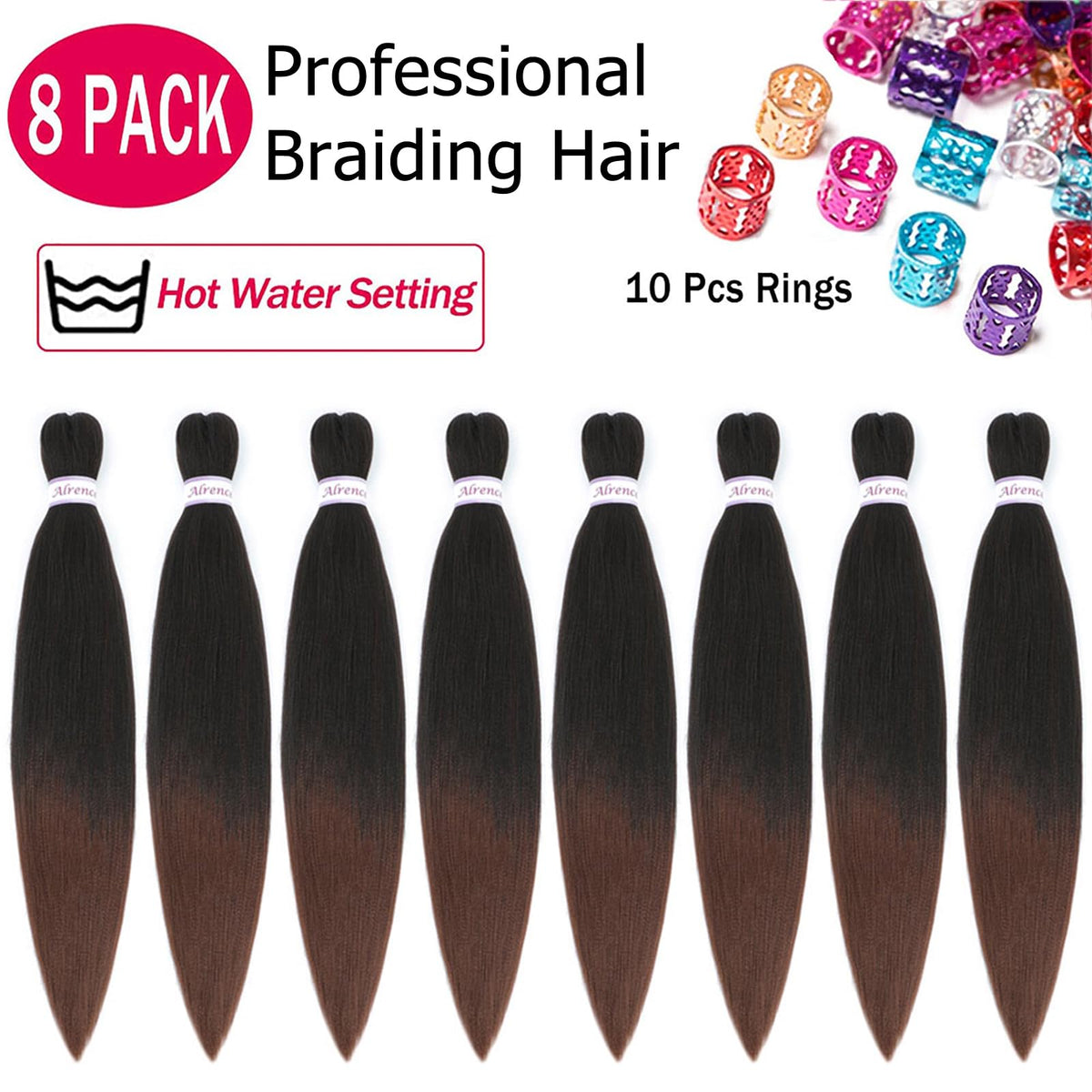 Alrence Braiding Hair 8 packs with yaki texture