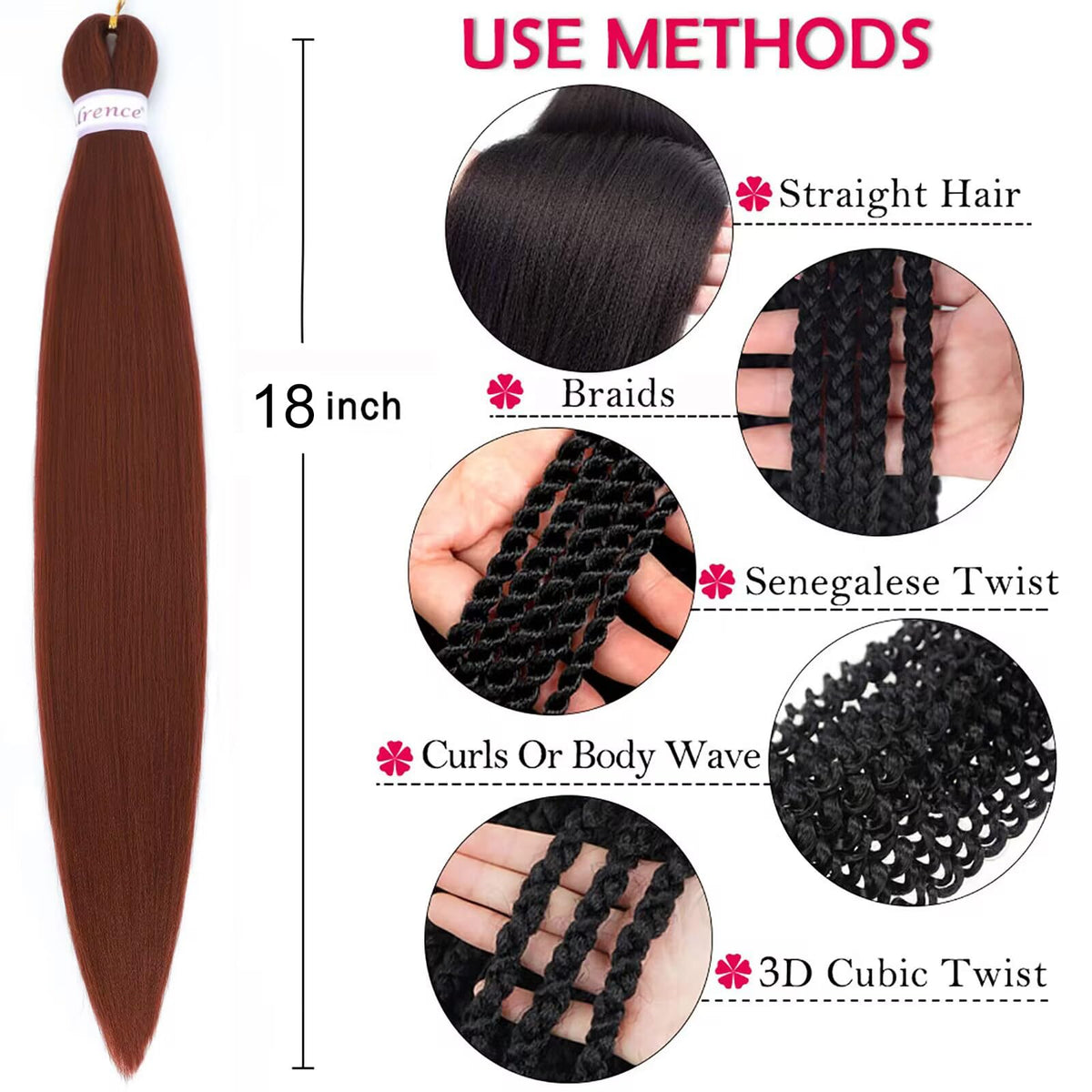 Alrence Braiding Hair displayed in different braid styles