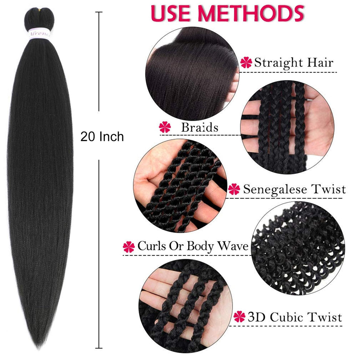 Alrence Braiding Hair displayed in various colours