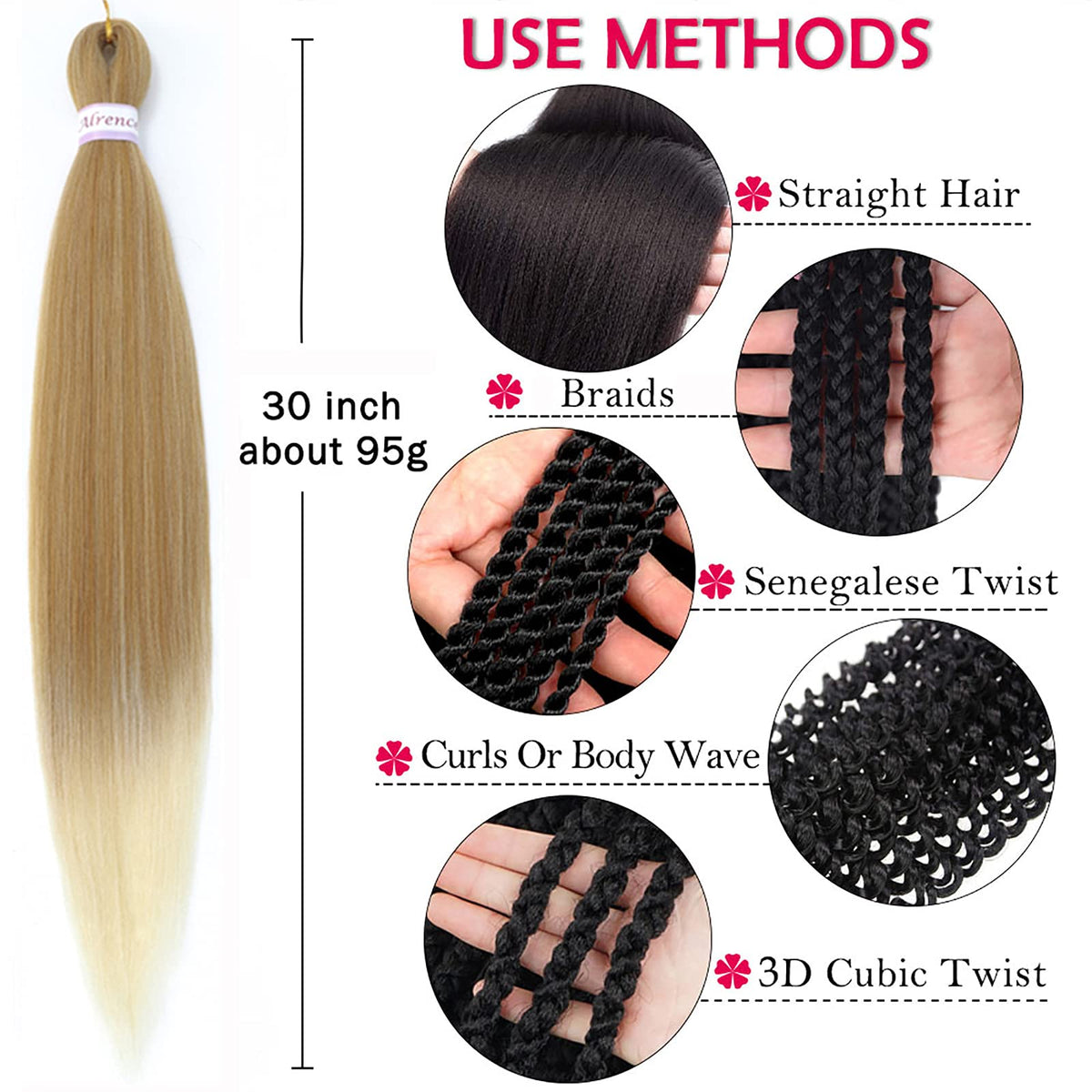Alrence braiding hair in various colours