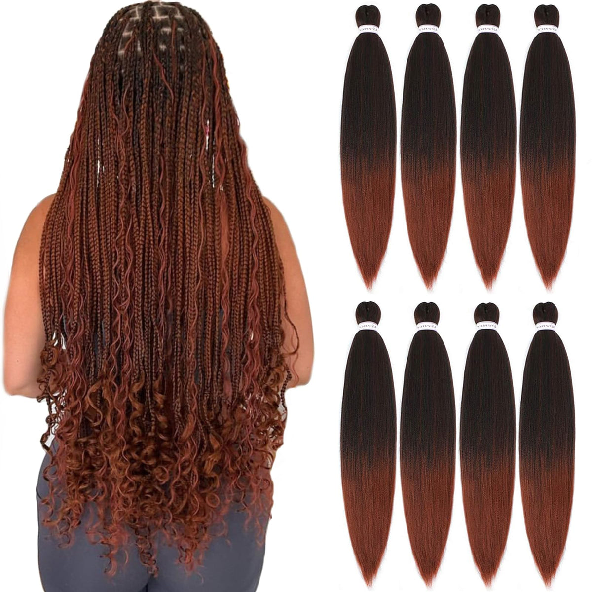 Alrence Copper Red Braiding Hair 30 inch front view