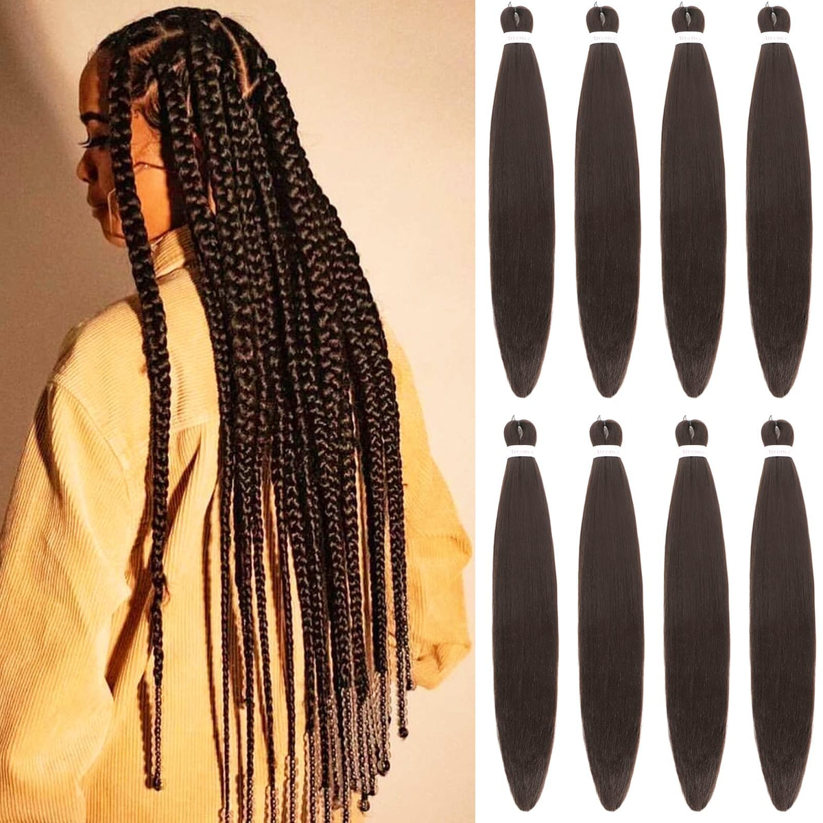 Alrence Pre Stretched Braiding Hair 36 Inch front view