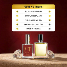 ALT. FRAGRANCES Crystal No. 23 perfume bottle on a vanity