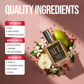 ALT. FRAGRANCES Fleur Noire packaging with floral design