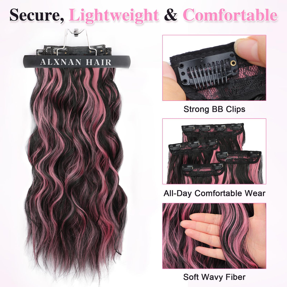 ALXNAN hair extensions displayed in packaging