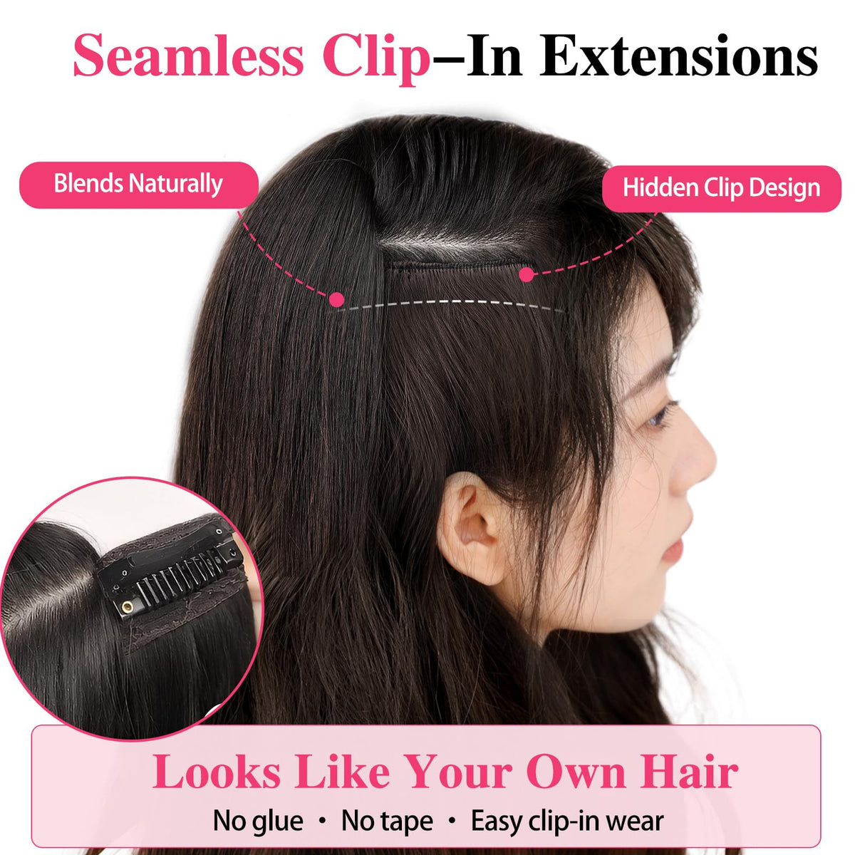 ALXNAN hair extensions on model showcasing length