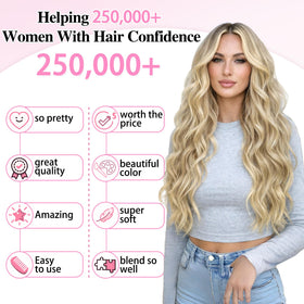 ALXNAN Long Wavy Clip in Hair Extensions 20" back view