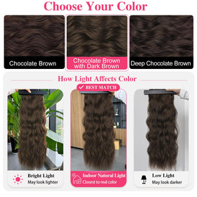 ALXNAN Long Wavy Clip in Hair Extensions 20" Chocolate Brown in different hairstyles
