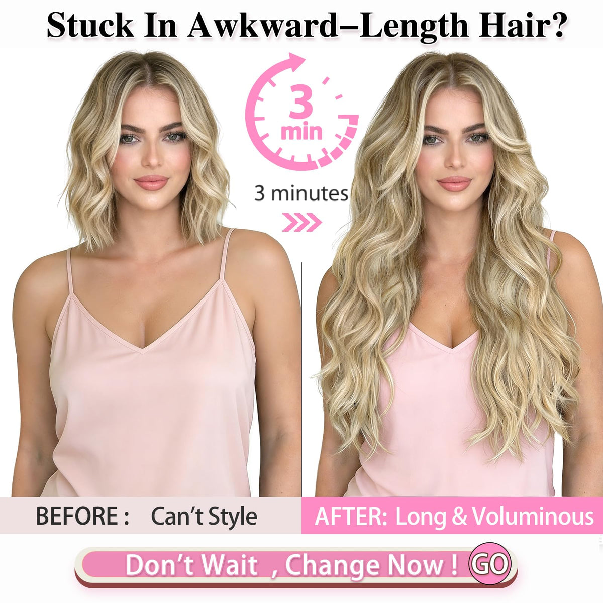 ALXNAN Long Wavy Clip in Hair Extensions 20" Dirty Blonde packaging
