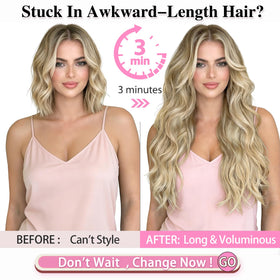 ALXNAN Long Wavy Clip in Hair Extensions 20" Dirty Blonde packaging