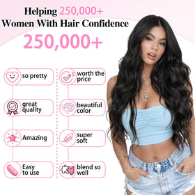 ALXNAN Long Wavy Clip in Hair Extensions 20-inch Black in natural light