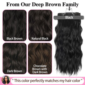ALXNAN Long Wavy Clip in Hair Extensions 20-inch Black with accessories