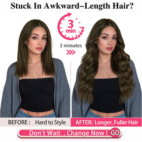 ALXNAN Long Wavy Clip in Hair Extensions 20 inch Light Chestnut Brown packaging