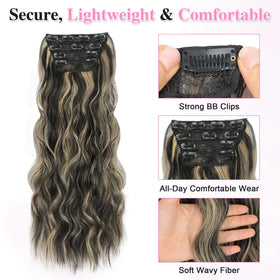 ALXNAN Long Wavy Clip in Hair Extensions 20 inch multiple pieces