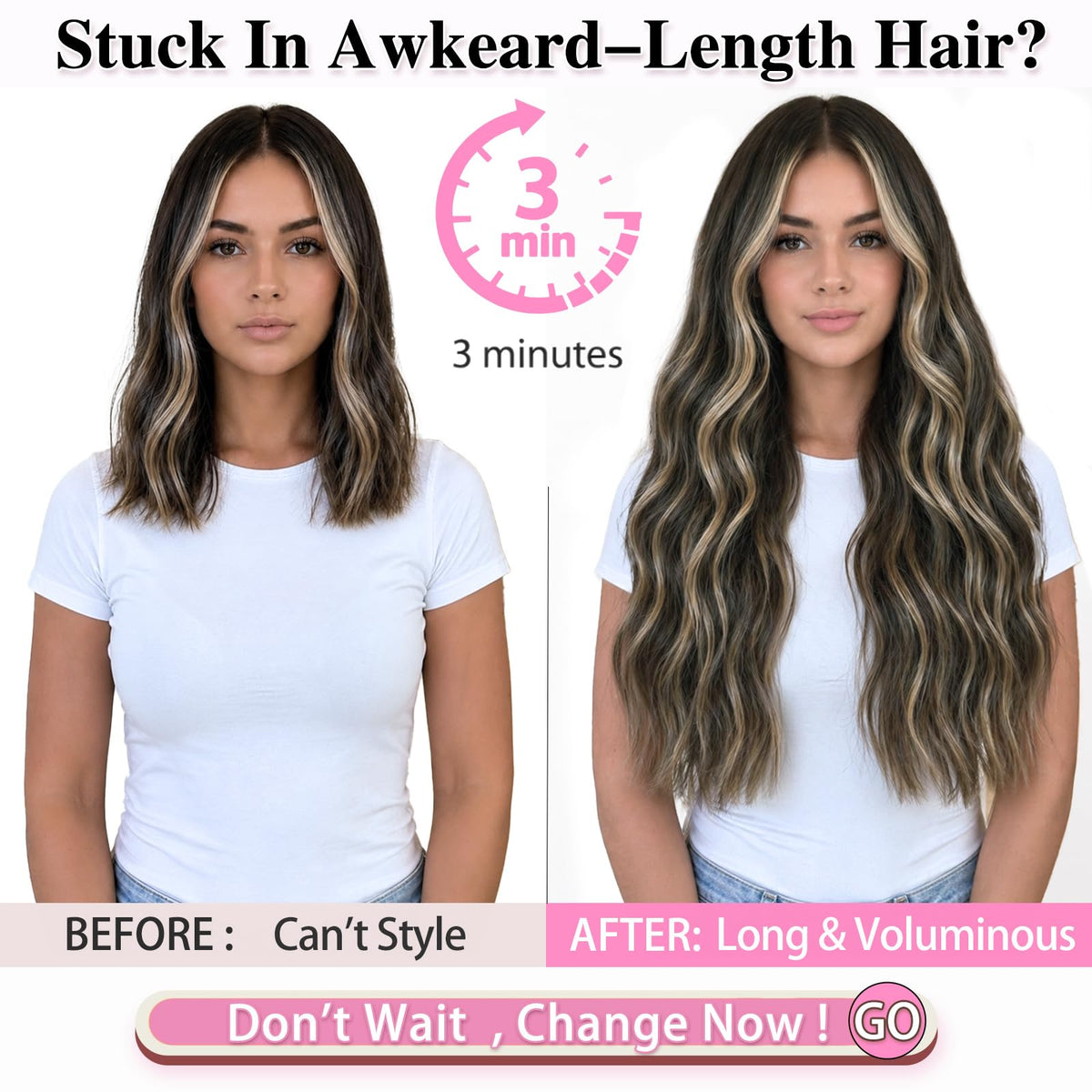 ALXNAN Long Wavy Clip in Hair Extensions 20 inch packaging