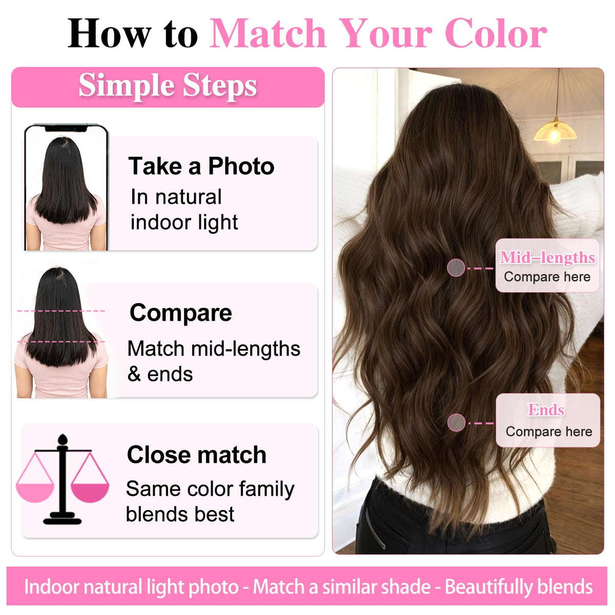 ALXNAN Long Wavy Clip in Hair Extensions 24 inch back view