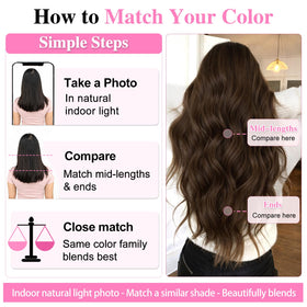 ALXNAN Long Wavy Clip in Hair Extensions 24 inch back view
