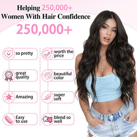 ALXNAN Long Wavy Clip in Hair Extensions 24-inch Dark Brown back view