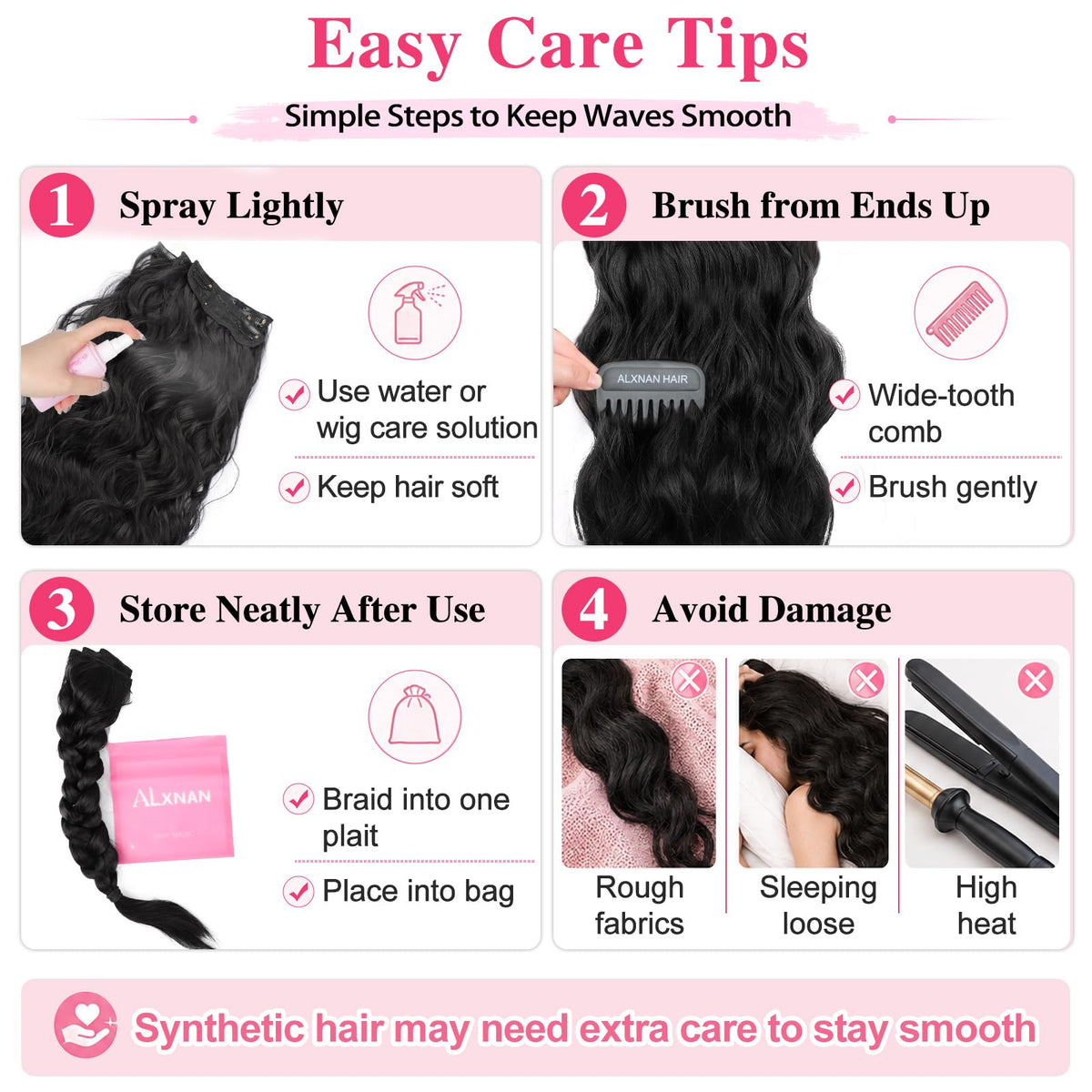 ALXNAN Long Wavy Clip in Hair Extensions 24-inch Dark Brown styling options