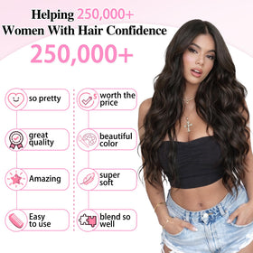 ALXNAN Long Wavy Clip in Hair Extensions 24-inch Deep Chocolate Brown in a hairstyle