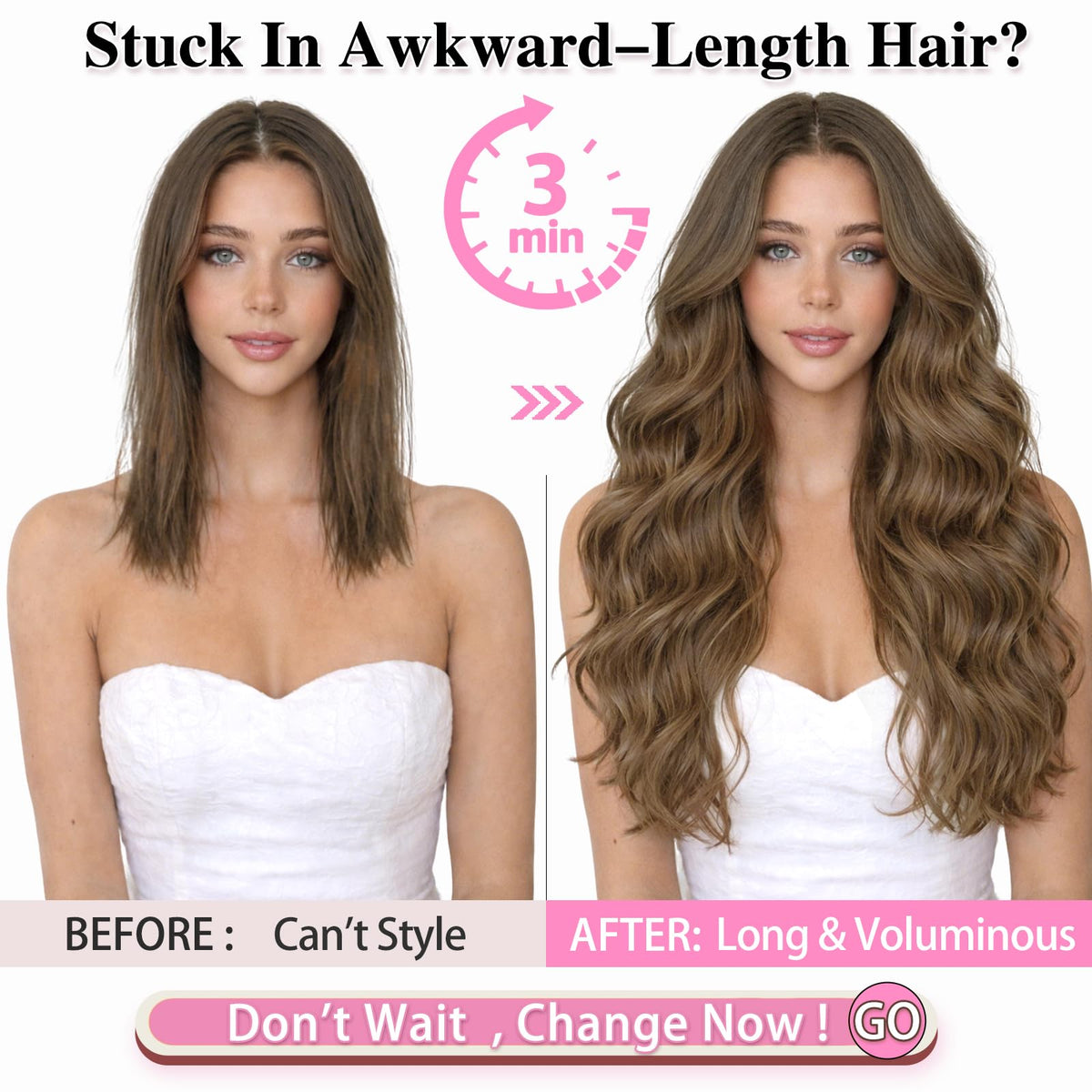 ALXNAN Long Wavy Clip in Hair Extensions 24 inch Light Brown with Blonde close-up of clips