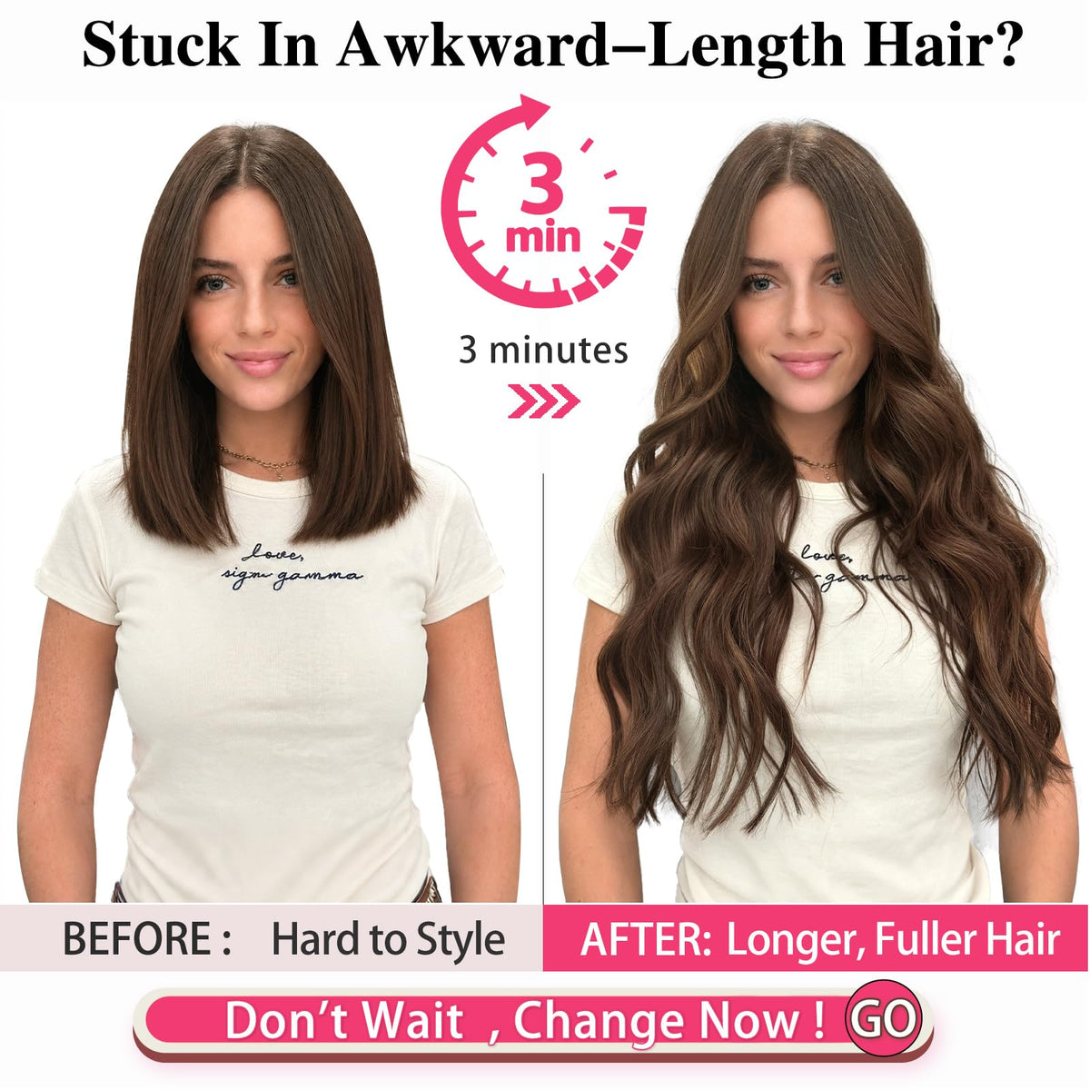 ALXNAN Long Wavy Clip in Hair Extensions 24-inch Medium Brown packaging