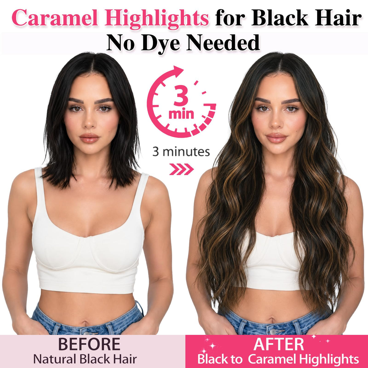 ALXNAN Long Wavy Clip in Hair Extensions 24 inch packaging