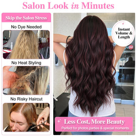 ALXNAN Long Wavy Clip in Hair Extensions 24 inch packaging