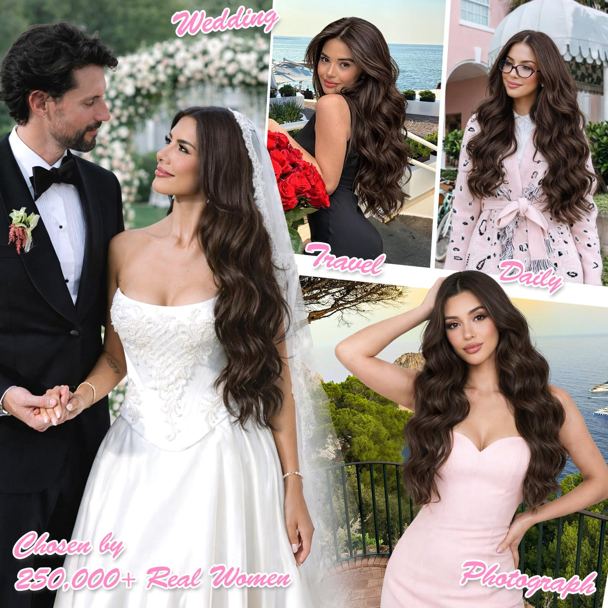 ALXNAN Long Wavy Clip in Hair Extensions 24-inch packaging