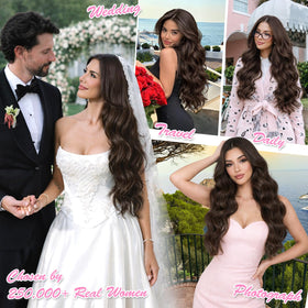 ALXNAN Long Wavy Clip in Hair Extensions 24-inch packaging