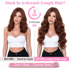 ALXNAN Long Wavy Clip in Hair Extensions 24 inch Reddish Brown packaging
