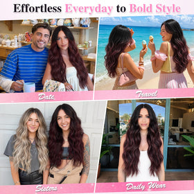 ALXNAN Long Wavy Clip in Hair Extensions 24 inch styled in hair